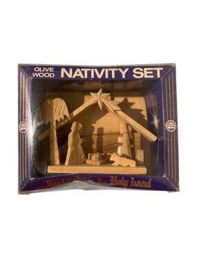Handcrafted Olive Wood Nativity Set With Box From The Holy Land